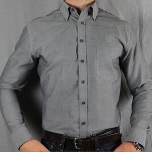 Merona Men's Long Sleeve Button Up Dress Shirt Gray Extra Large